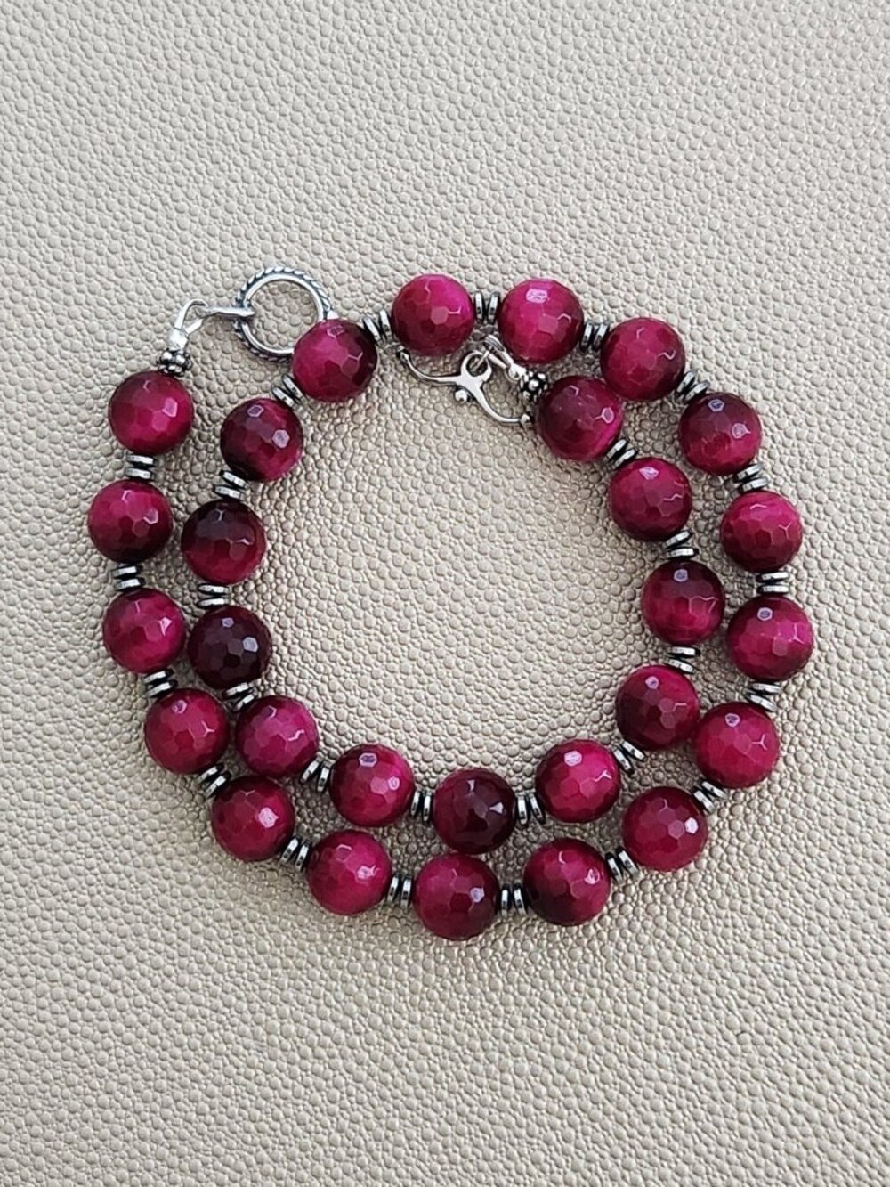 HOT PINK TIGERS EYE NECKLACE--16"